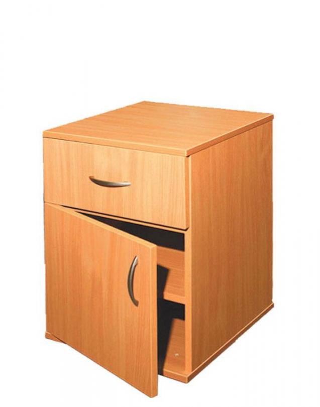 Тумбочка з дверцею та шухлядо, полицею, для комплектації шкільних кабінетів, офісів, аудиторій,з ламінованої ДСП,(ТОВ ‘’АЛМАНТ’’), 403х403х596 мм.